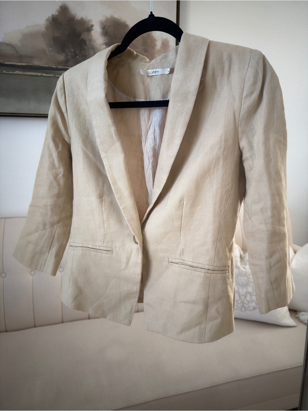 Gibson Cream Linen-Blend Tailored Blazer